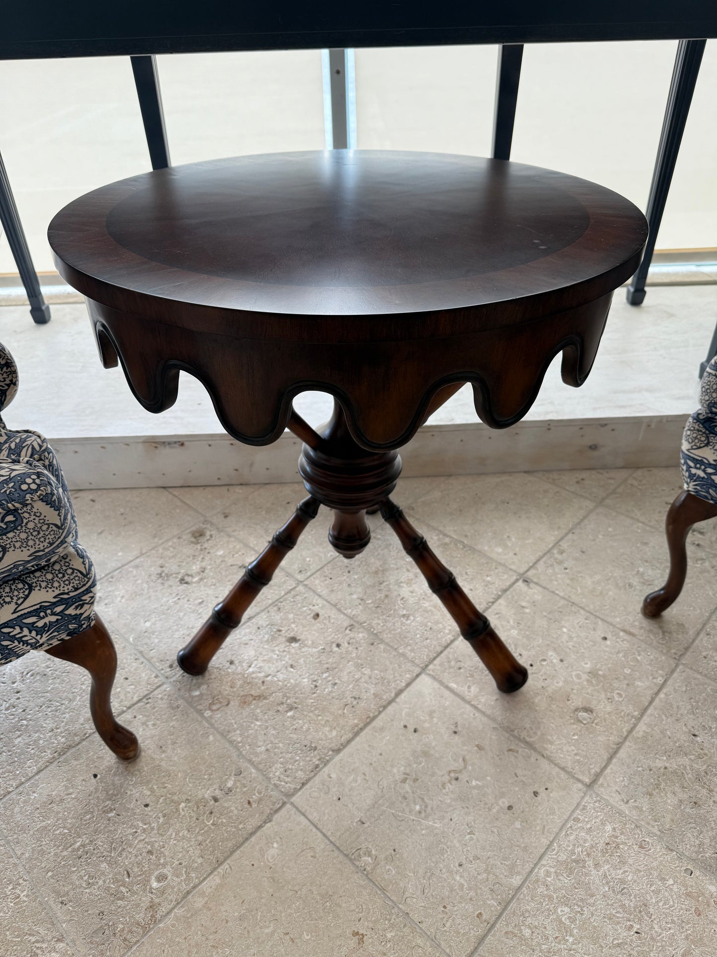 Wood Scalloped Bamboo Round Table