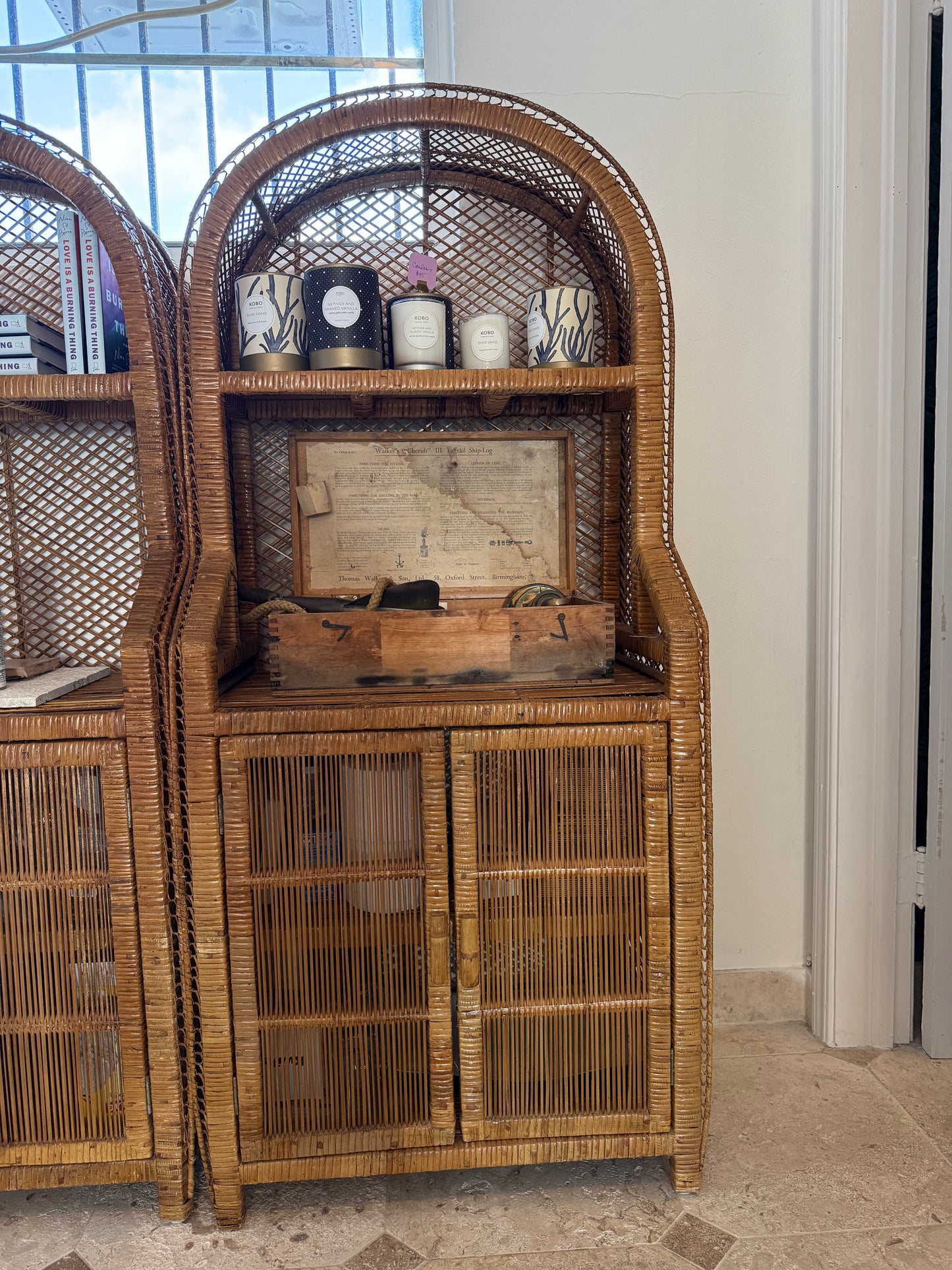 Vintage Rattan Hutch