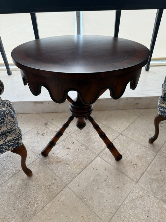 Wood Scalloped Bamboo Round Table