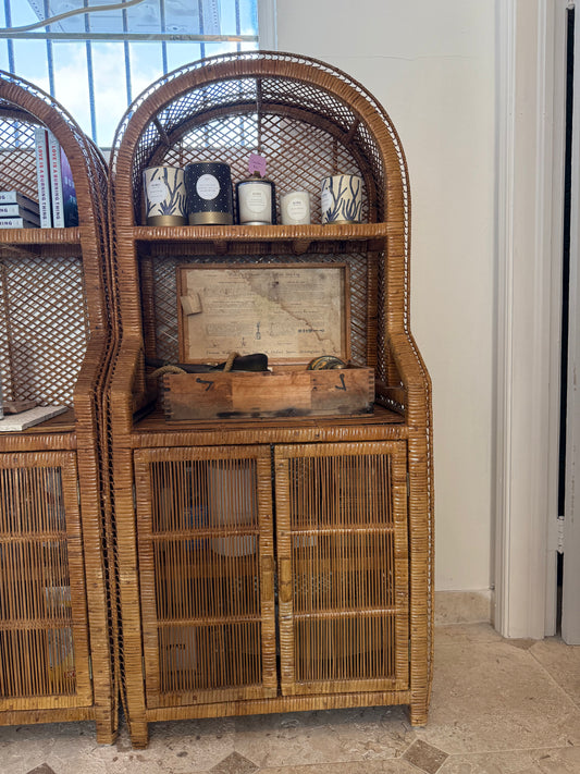 Vintage Rattan Hutch