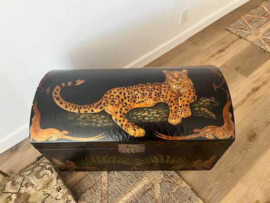 Incredible hand painted leopard chest
