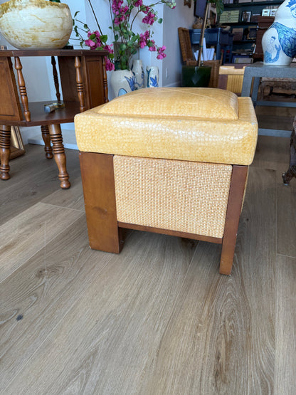 Pair Of  Storage Ottomans In Snakeskin And Cane