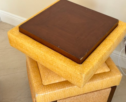 Pair Of  Storage Ottomans In Snakeskin And Cane